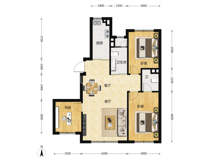 万盛珑玺B区--建面 104m²