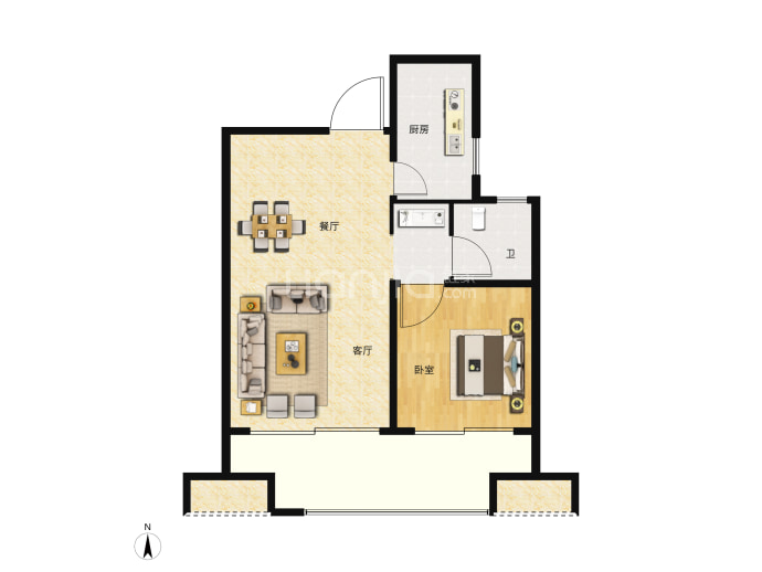 鑫苑国际新城--建面 60.37m²