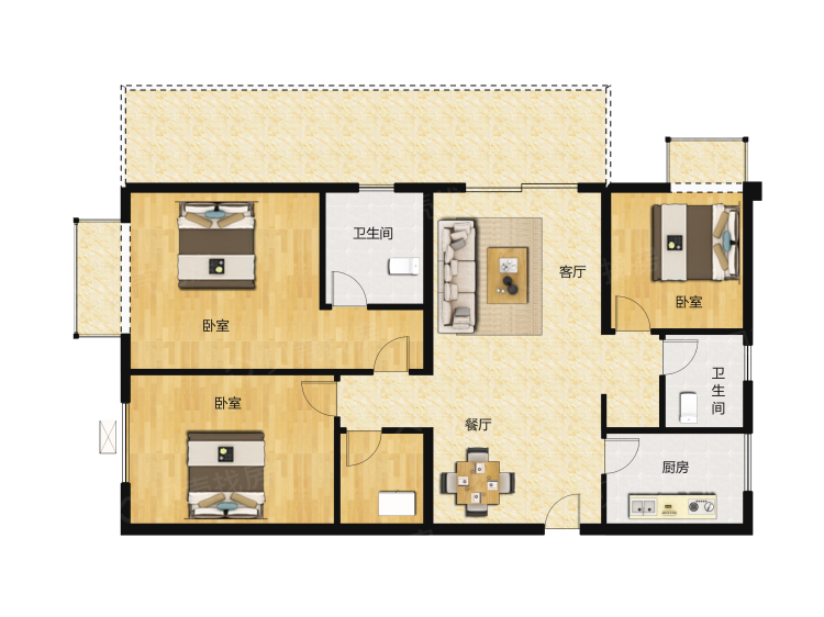 安吉大唐世家三居室户型图大全-北京安吉大唐世家三居室房型图-平面