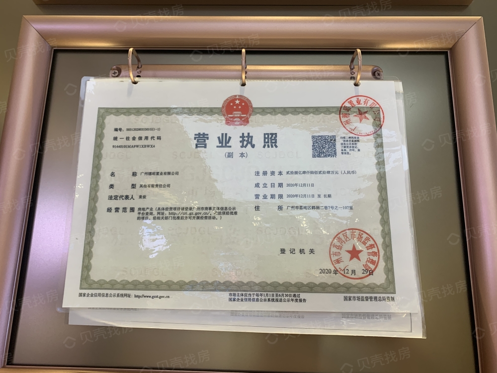 保利越秀·天启开发商营业执照