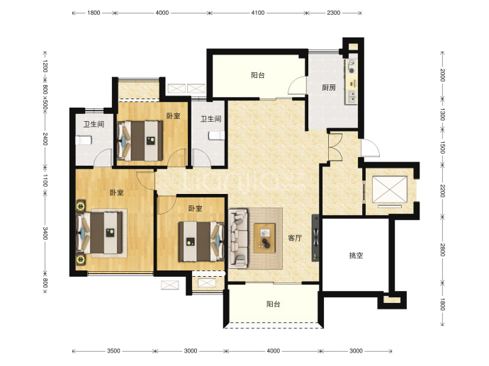 凌云阁B区--建面 114m²