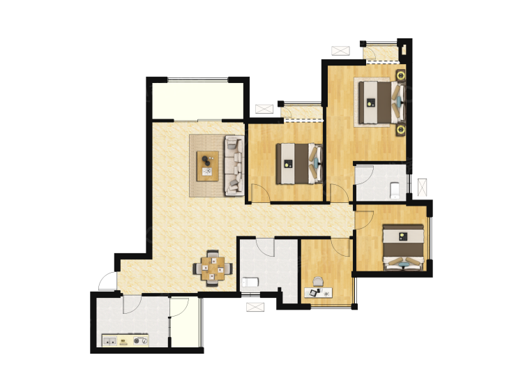 港城印象3室2厅2卫户型图