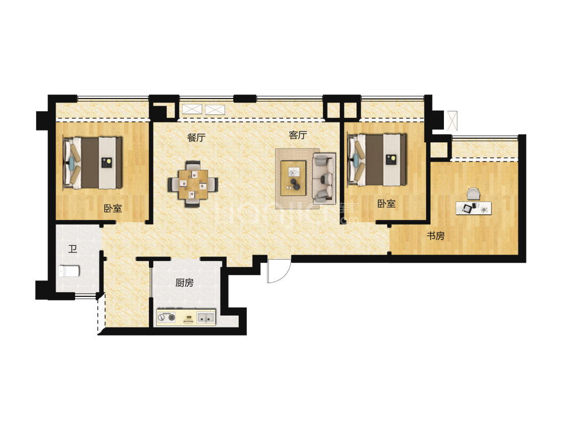【正荣朗基悦江湾_新沂正荣朗基悦江湾楼盘】三居室户型图|3室2厅1卫