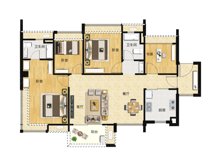 保利花城纪4室2厅2卫户型图
