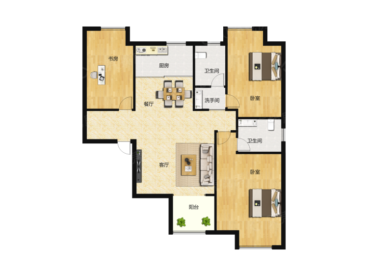 荣盛城3室2厅1卫户型图