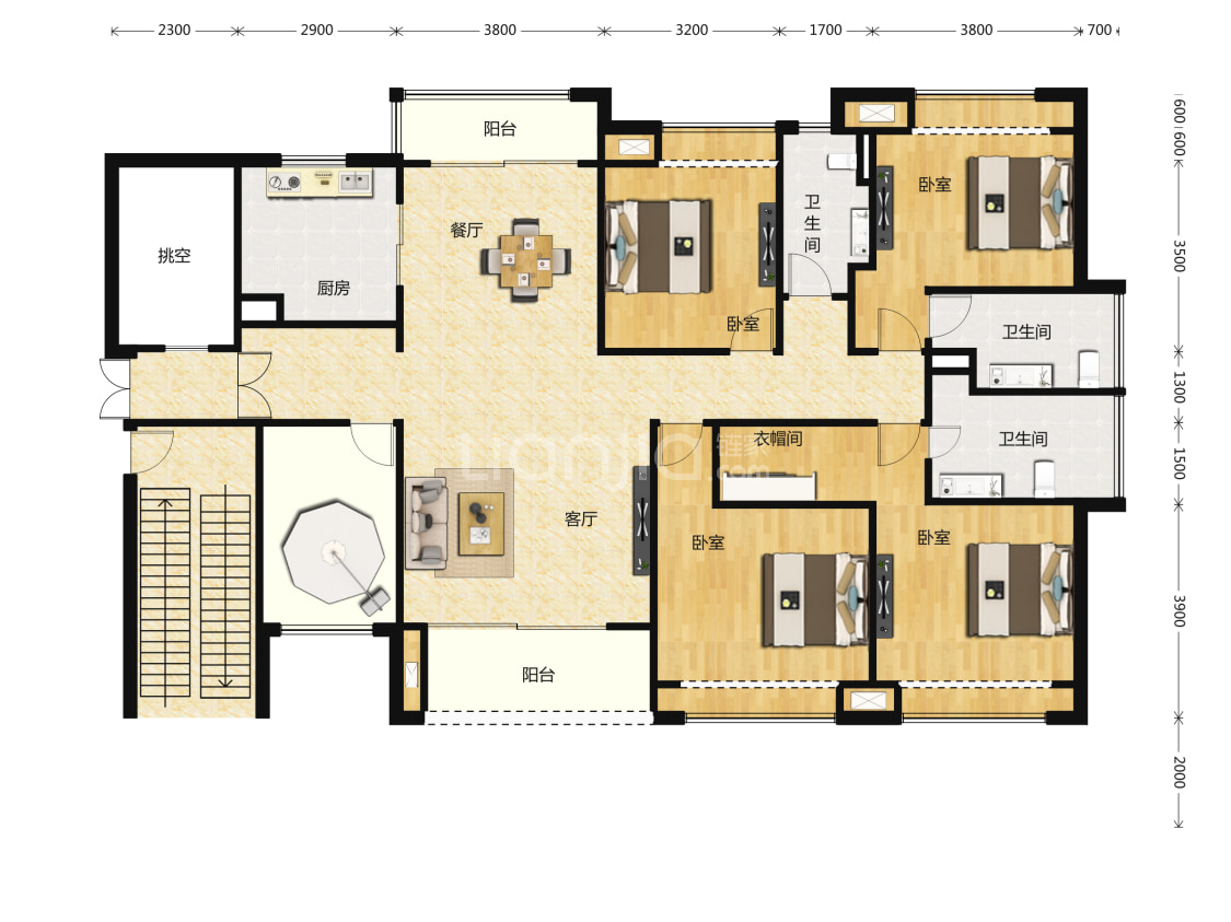 【保利翡翠公馆_佛山保利翡翠公馆楼盘】四居室户型图|4室2厅1厨3卫建