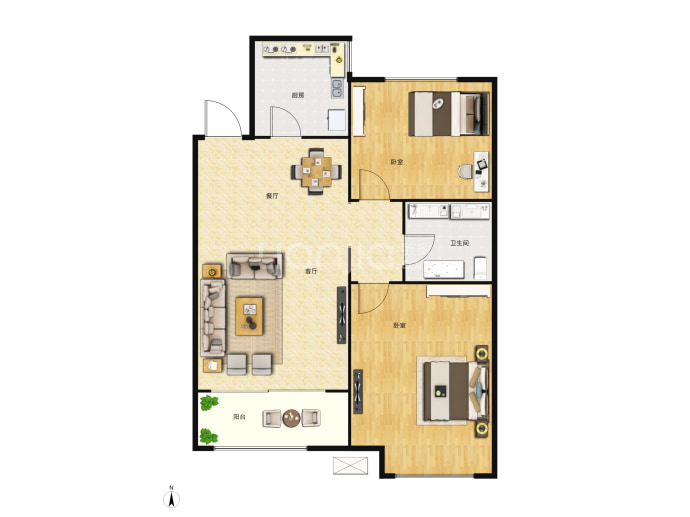 崇文花园--建面 81.02m²