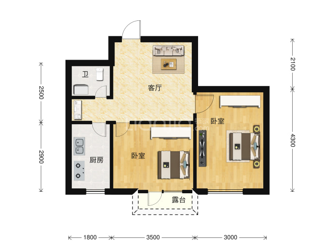 华沃·滨河湾--建面 60m²