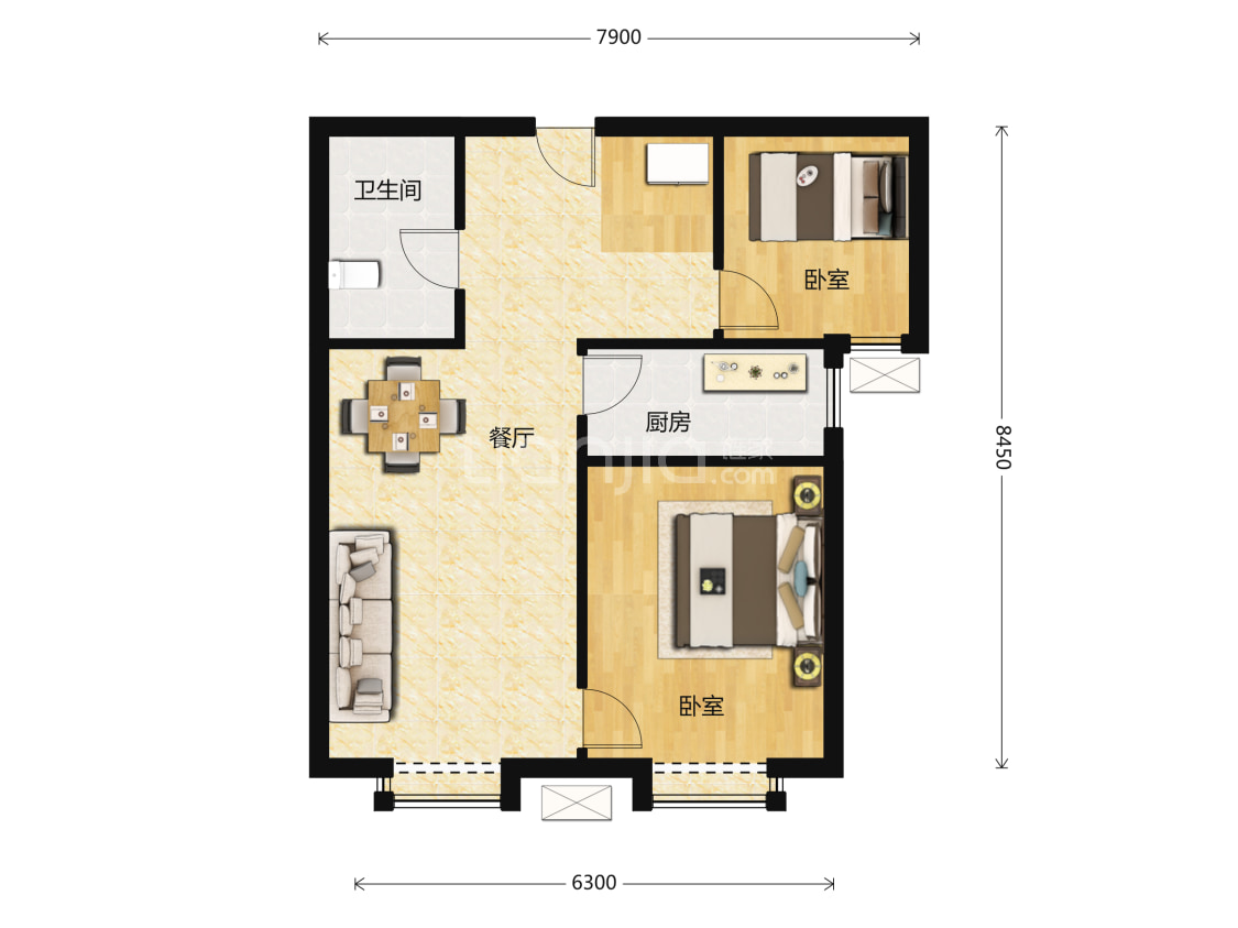 【和泓·葛沽湾·首府_天津和泓·葛沽湾·首府楼盘】二居室户型图|2