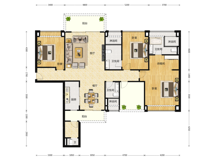 泰禾佛山院子4室2厅3卫户型图
