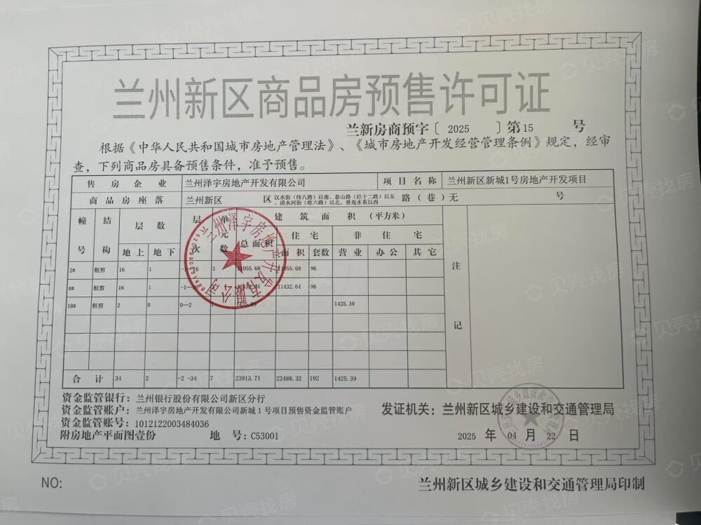 新城1号预售许可证