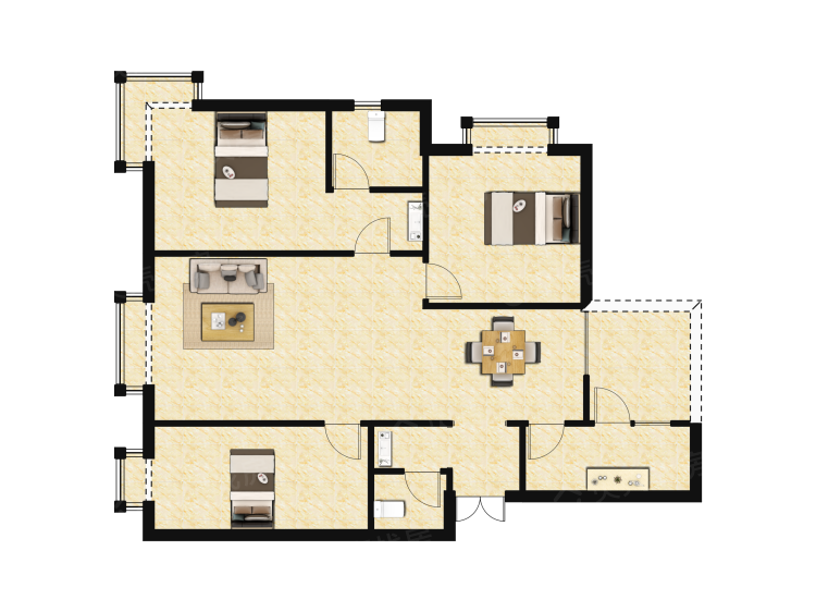 经典明苑3室2厅2卫户型图