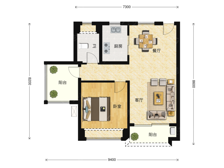 星河盛世一居室户型图大全-惠州星河盛世一居室房型图-平面布置图