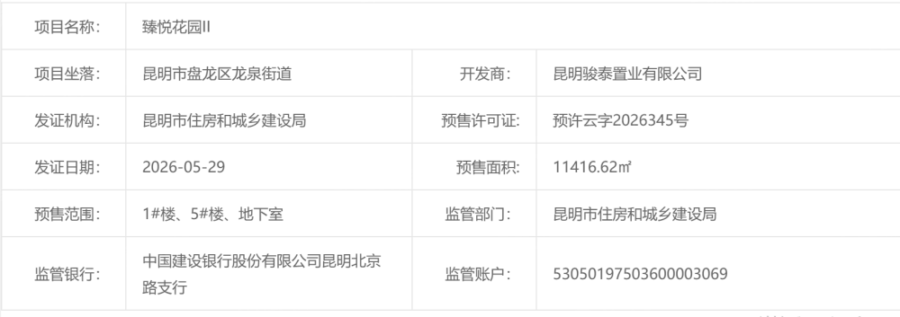 邦泰臻悦花园预售许可证