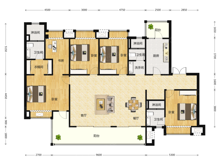 融信澜天4室2厅3卫户型图