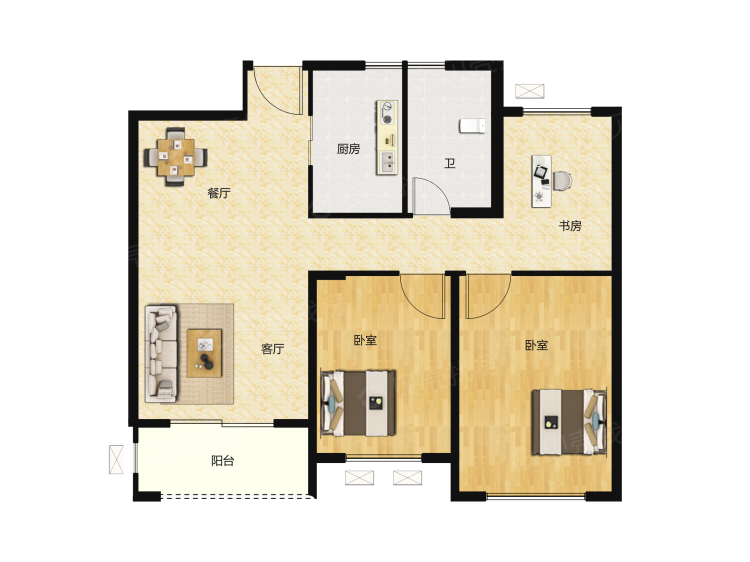 紫荆半岛东郡3室2厅1卫户型图