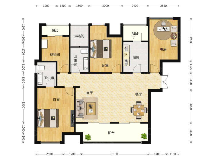 中国摩3室2厅2卫户型图
