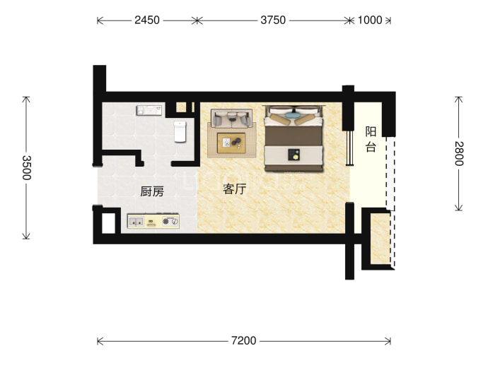 世茂广场--建面 35m²