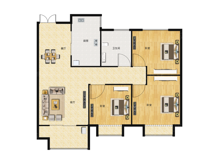 滨湖万丽3室2厅1卫户型图