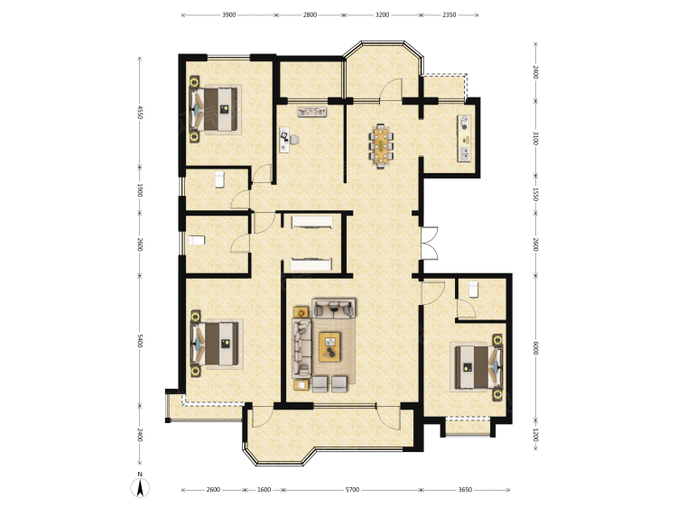 荣盛华府3室3厅3卫户型图