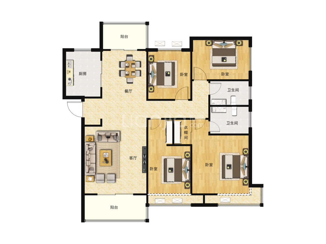 【中建·滨水苑_郑州中建·滨水苑楼盘】四居室户型图|4室2厅1厨2卫建