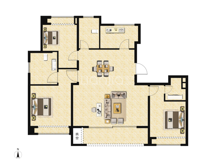 锦绣御澜--建面 128m²