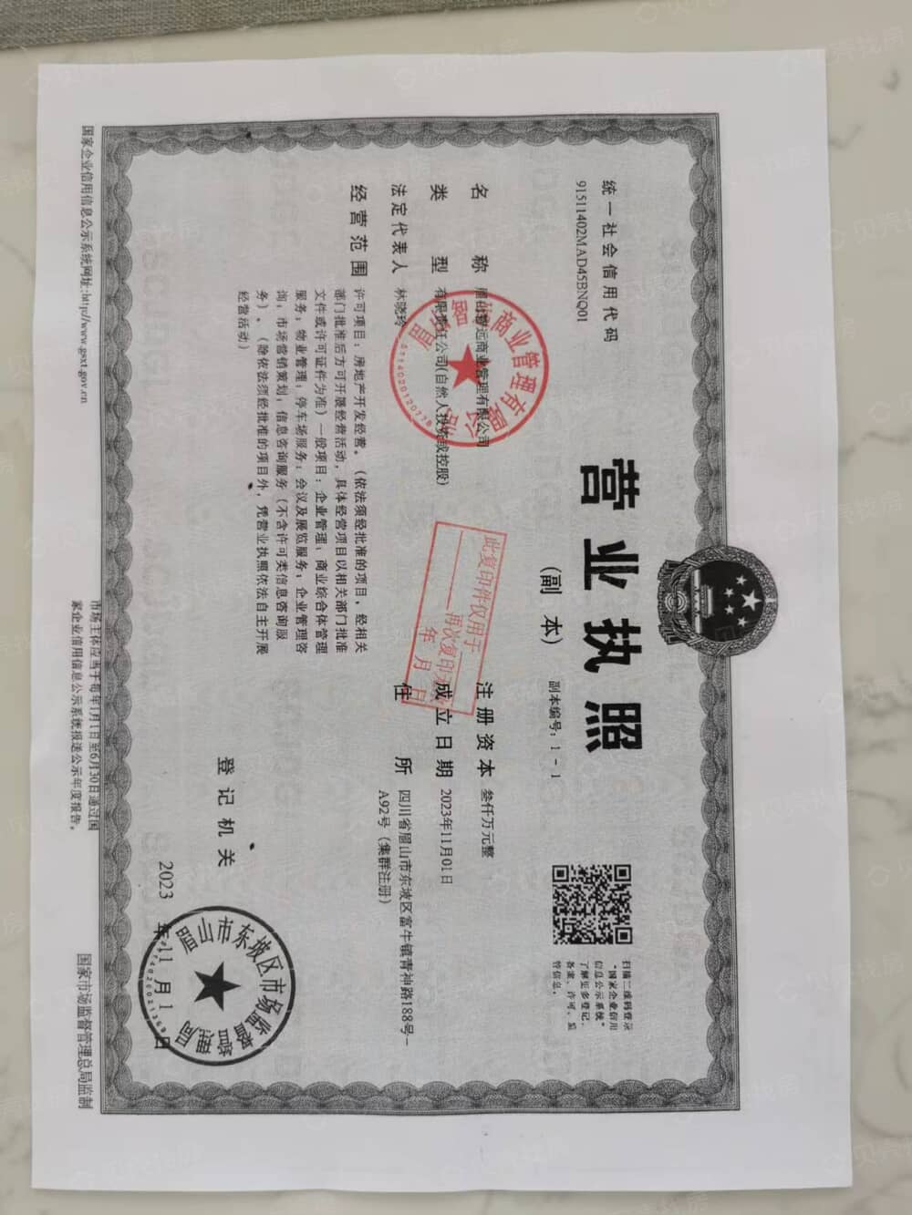 玫瑰佳恒天街开发商营业执照