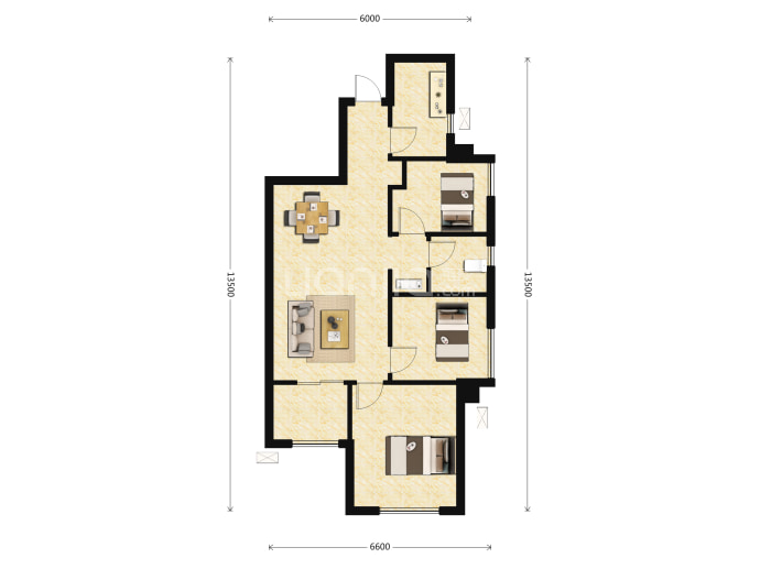 龙湖春江天玺--建面 77m²