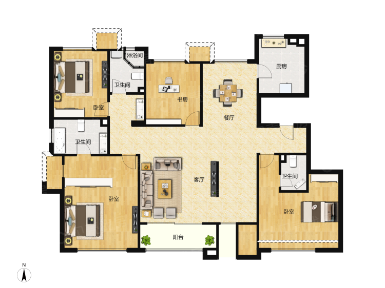 天安珑园4室2厅3卫户型图