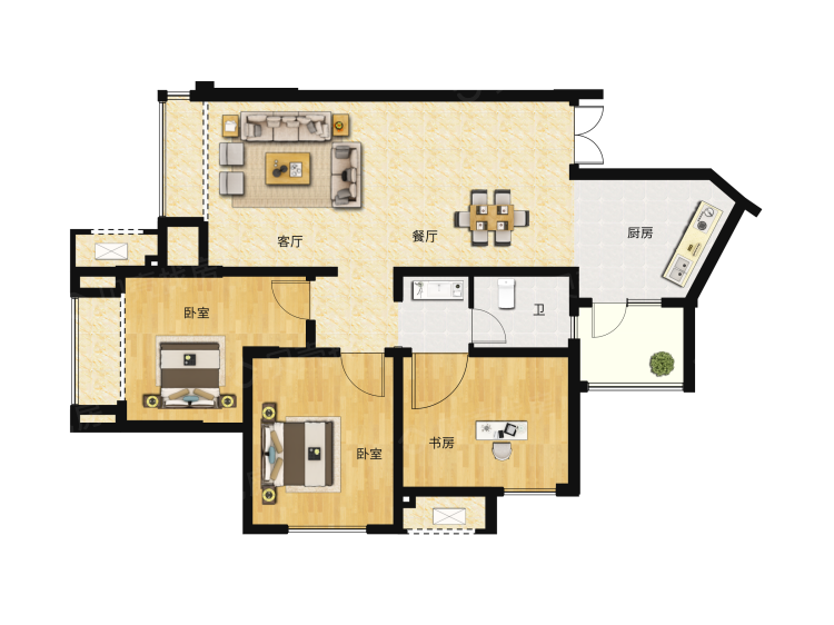阳光100阿尔勒3室2厅1卫户型图