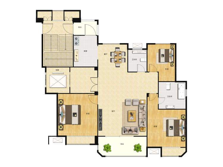明发香山郡3室2厅2卫户型图