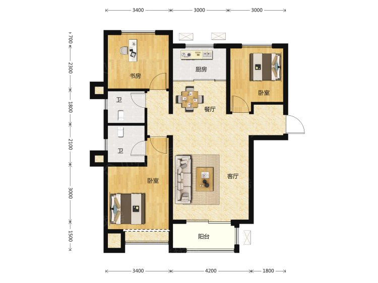 东华国樾府3室2厅2卫户型图