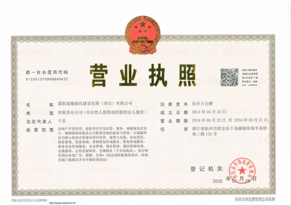 阿尔法城开发商营业执照