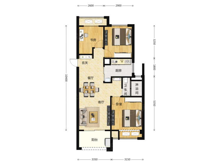 东原阅城3室2厅1卫户型图