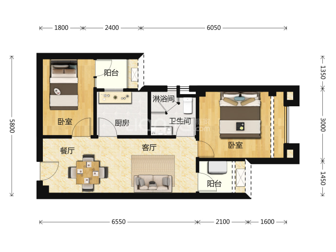 润科华府--建面 59m²