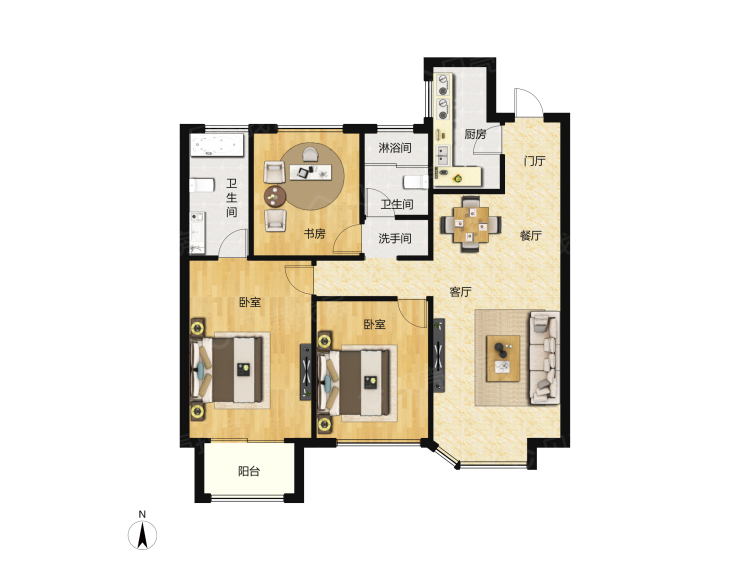 光明尚海湾三居室户型图大全-杭州光明尚海湾三居室房型图-平面布置图