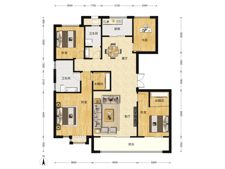 绿城诚园4室2厅2卫户型图