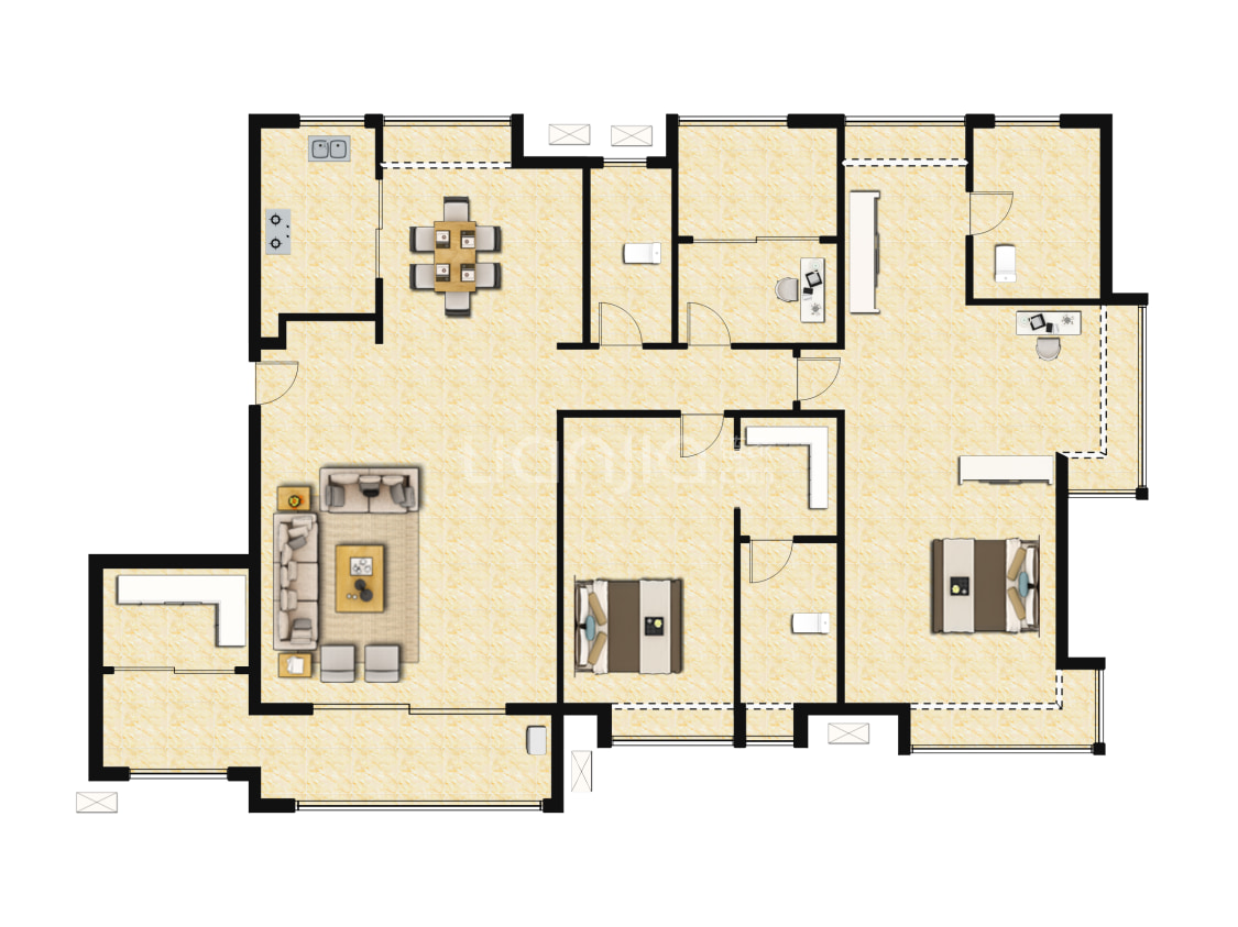 【国贸天成_厦门国贸天成楼盘】三居室户型图|3室建面 182m05房型图