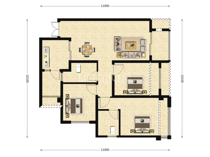 重庆洺悦府--套内 83.27m²