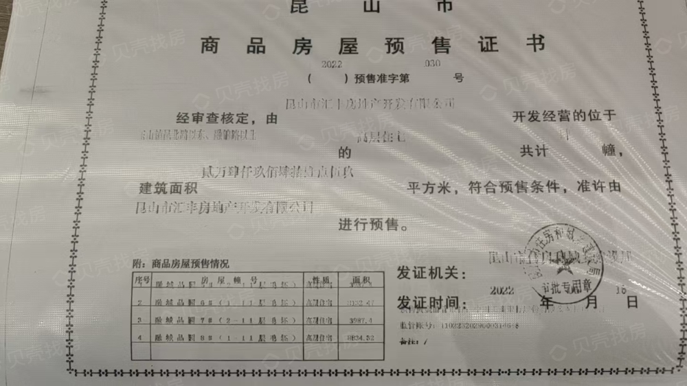 融城品园预售许可证