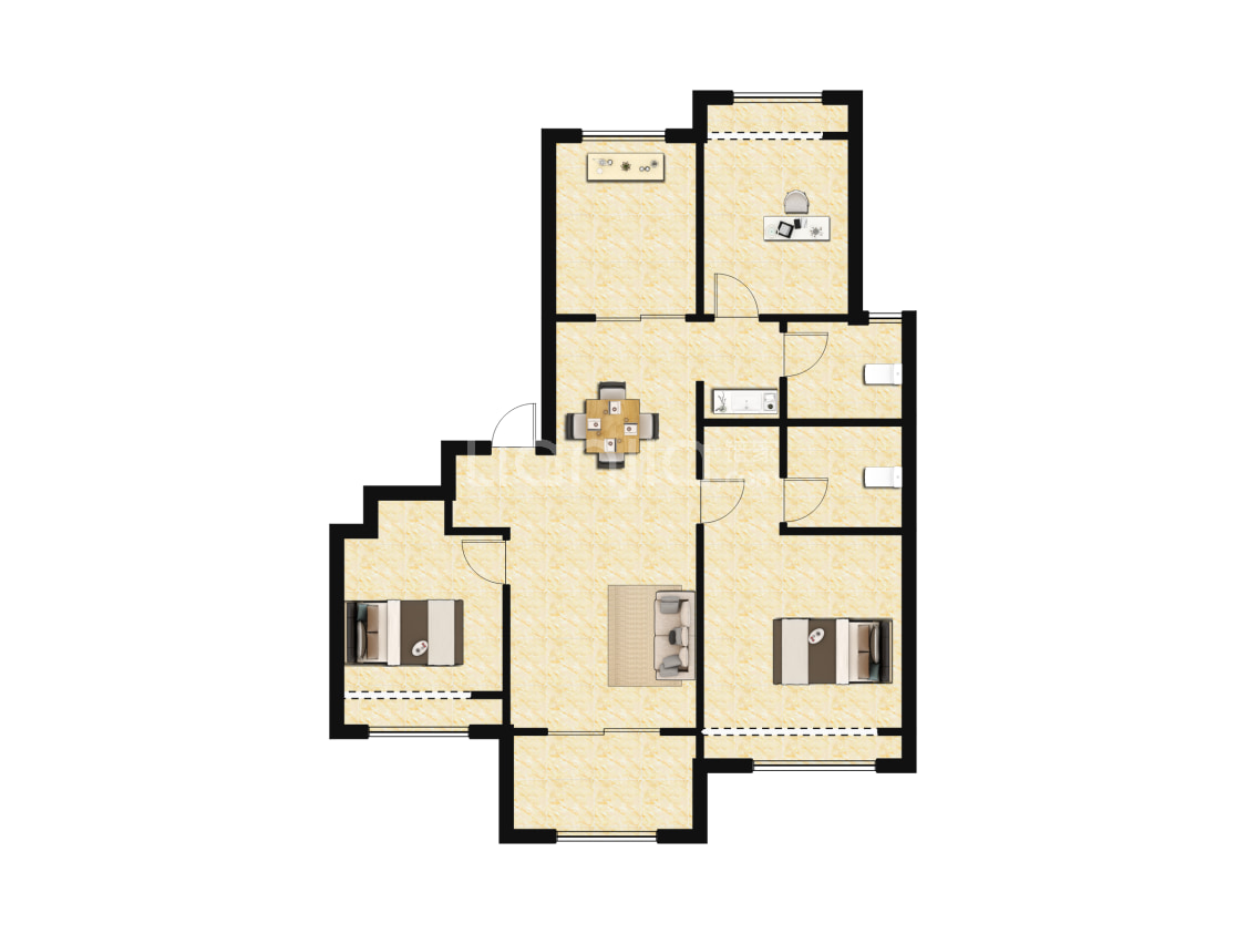 【中建朗阅府_上海中建朗阅府楼盘】三居室户型图|3室2厅1厨2卫建面