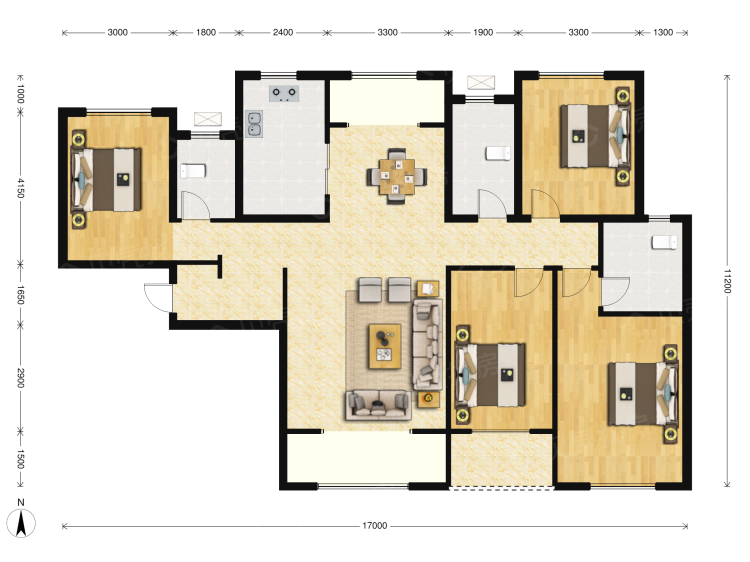 华安紫竹苑4室2厅3卫户型图