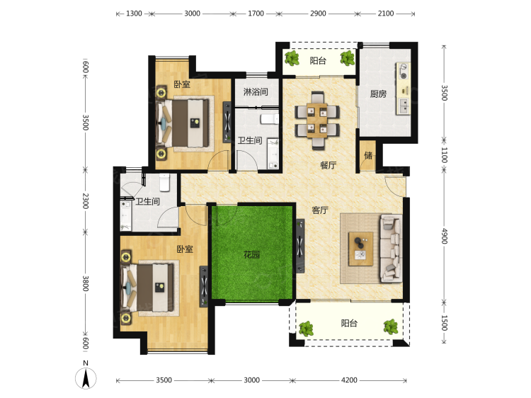 华发依山郡3室2厅2卫户型图