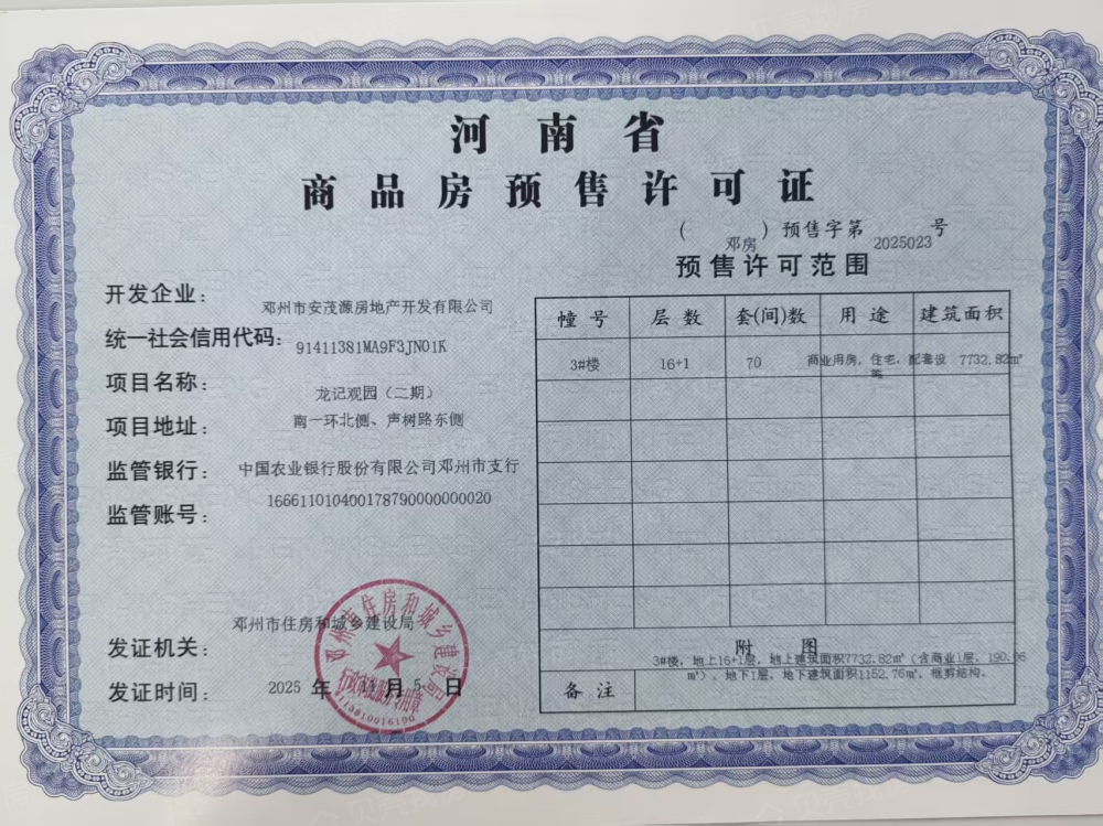 龙记观园预售许可证