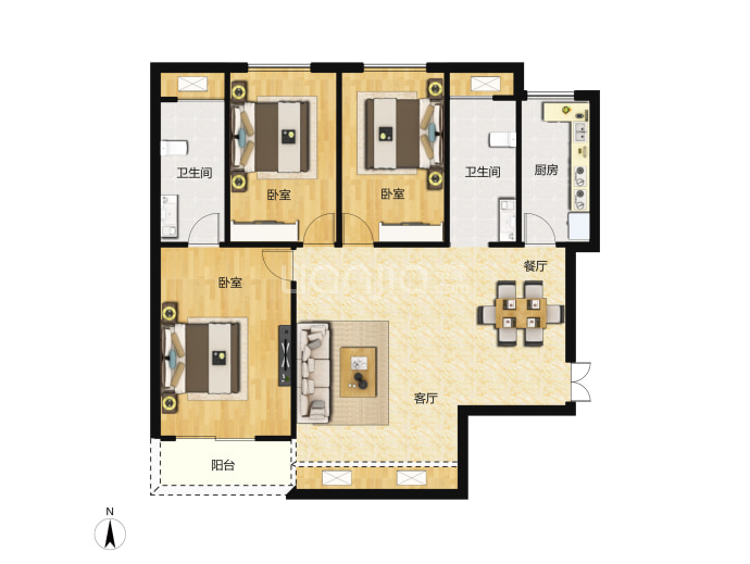 清华城·都会轩--建面 137.46m²