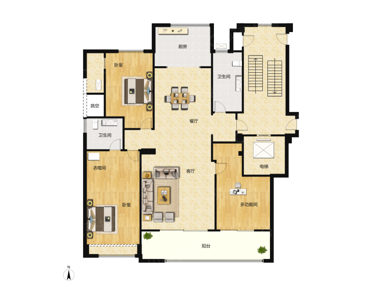 祥生云境3室2厅2卫户型图