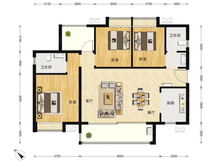 滨江首府3室2厅2卫户型图