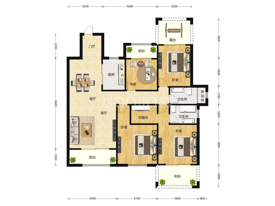 【碧桂园南山郡_廊坊碧桂园南山郡楼盘】四居室户型图|4室2厅1厨2卫建