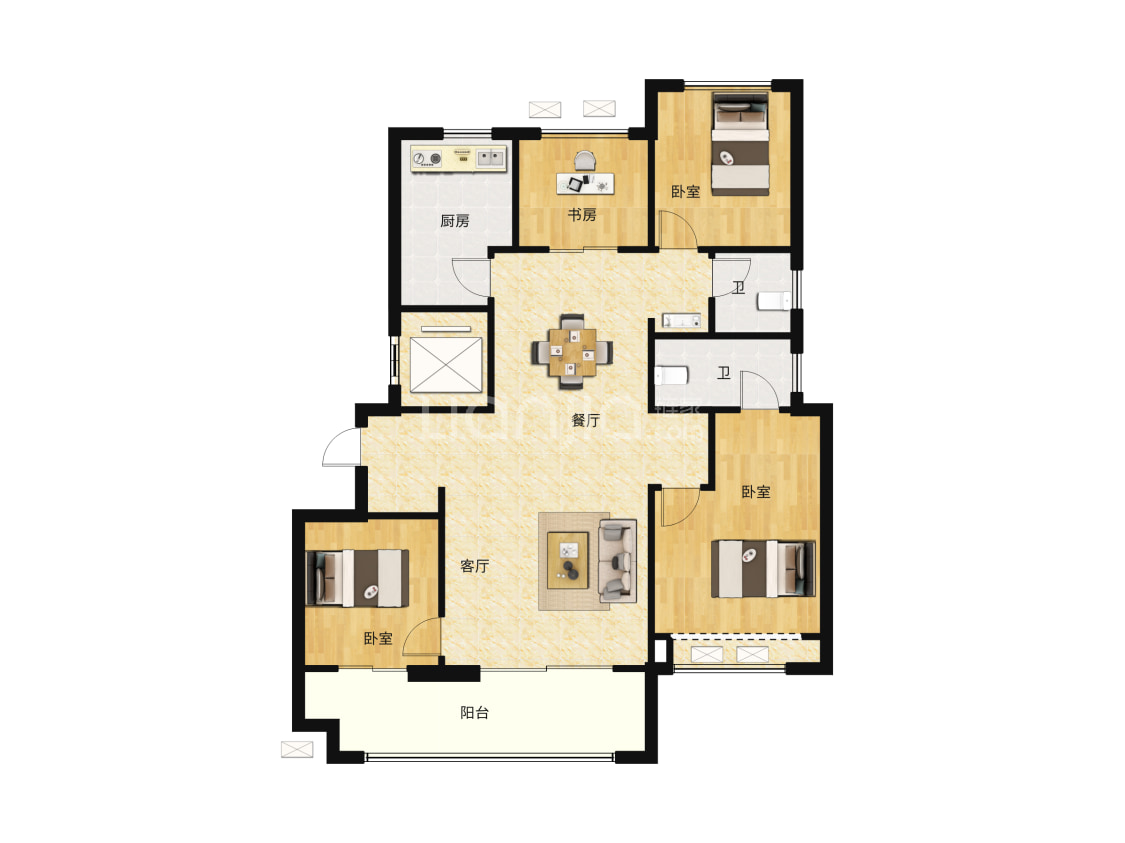【万科·民安江山府_成都万科·民安江山府楼盘】四居室户型图|4室2厅