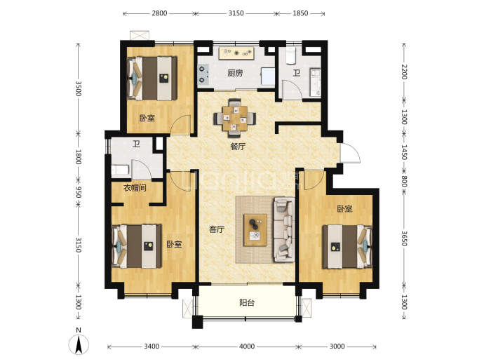 格调松间--建面 119m²